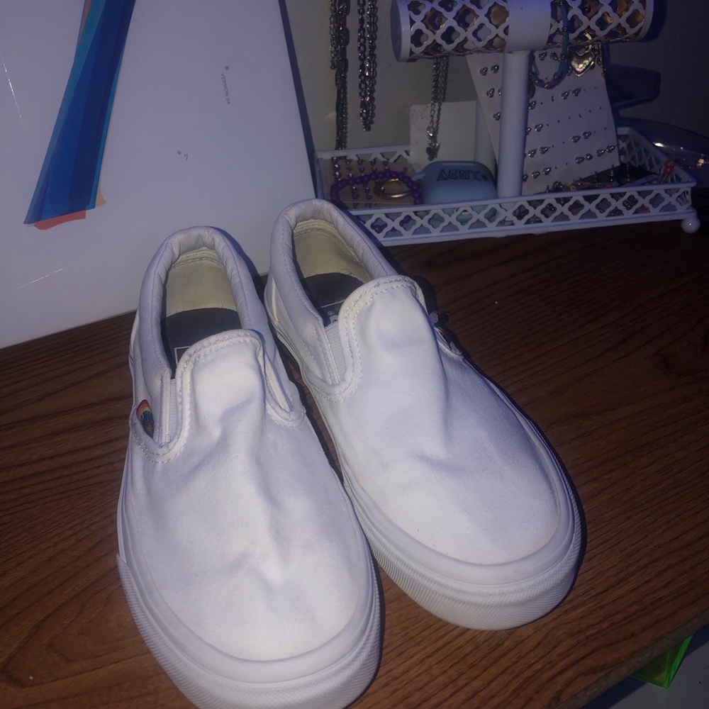 Vans Slip-on Skate Shoes (White/multi-color)